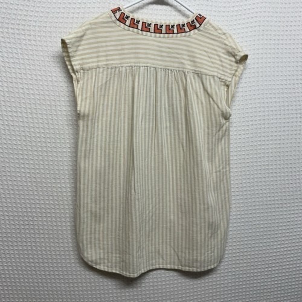 Madewell Cream Embroidery Tribal Sleeveless Y-Neck Tunic Blouse Women L China - Picture 3 of 5